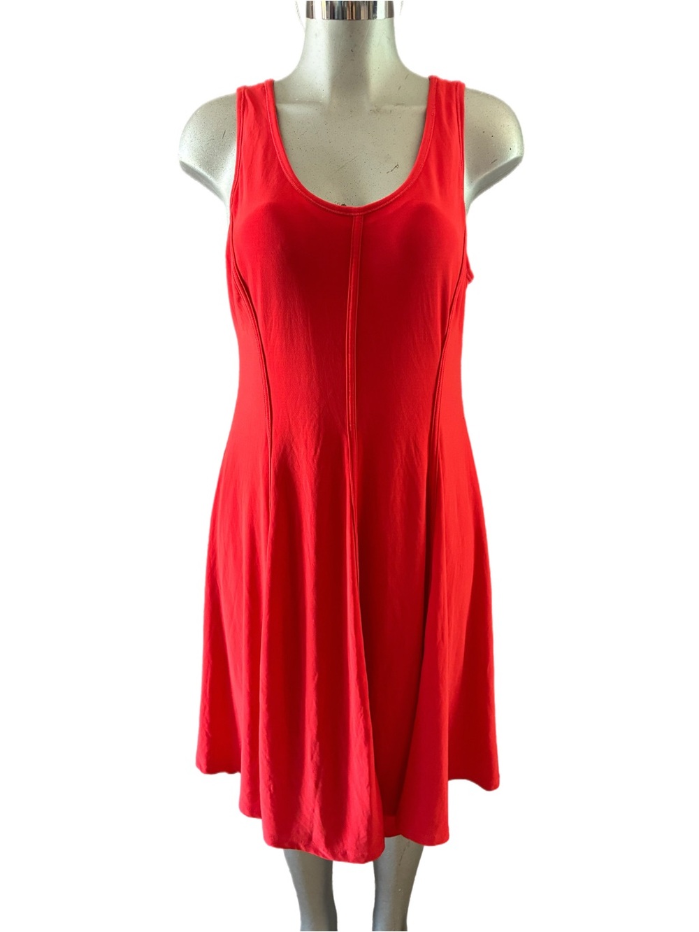 Catherine’s Malandrino Skater Dress Red-Orange Scoop Neck Sleeveless XL Stretch